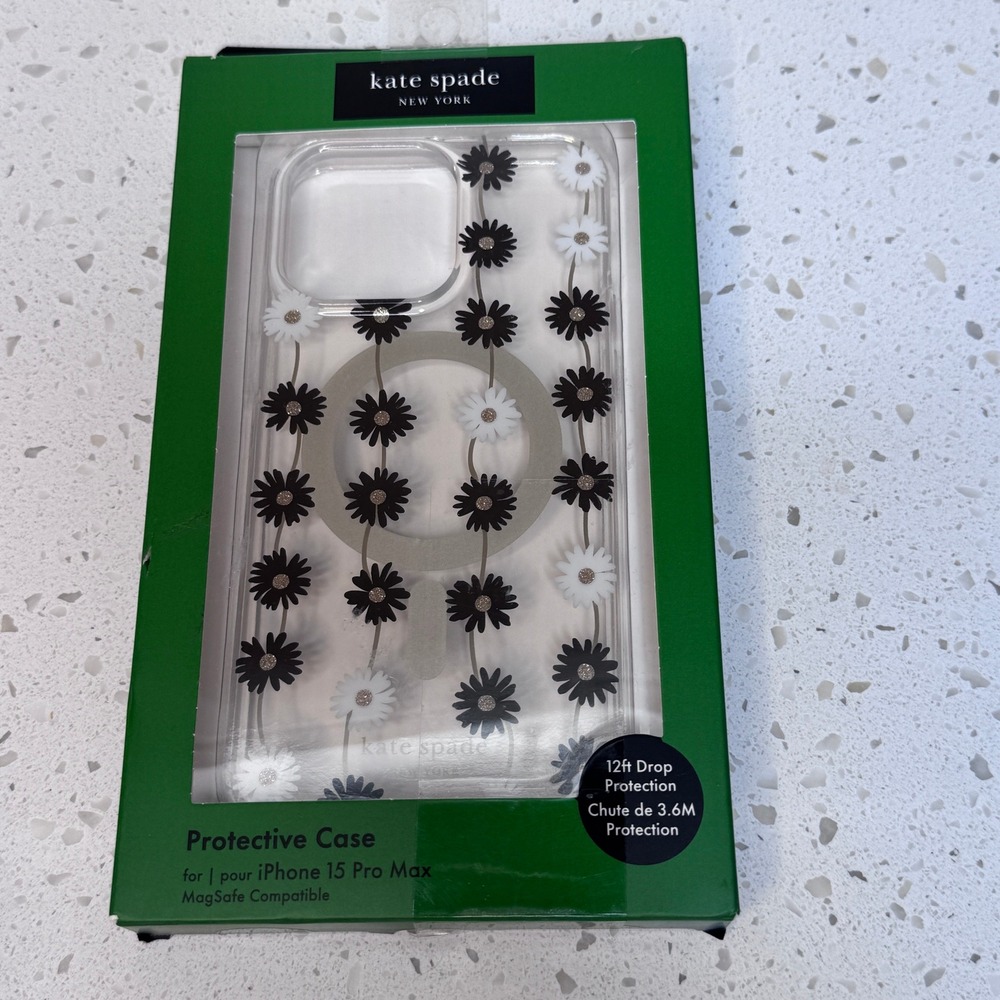 Kate Spade for iPhone 15 Pro Max MagSafe Case Scattered Daisy Floral Black White